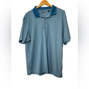 Cubavera Adult XL Blue and White Striped Polo Shirt